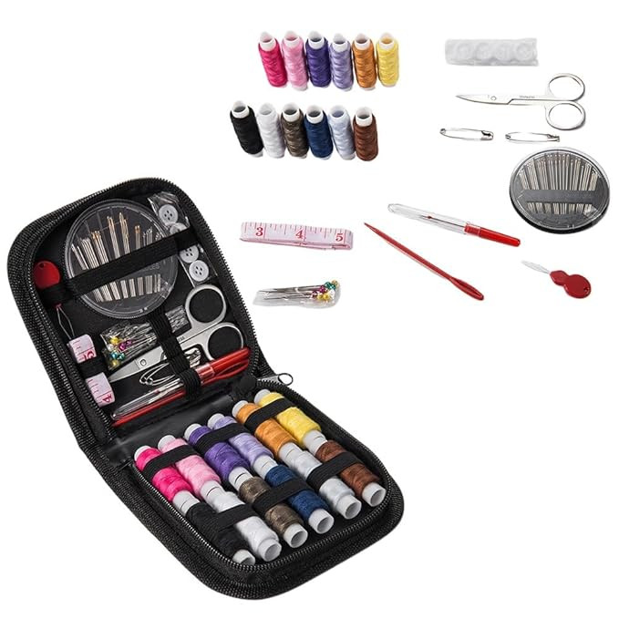 98Pcs Sewing Kit, Portable Sewing kit Box Sewing Supplies Accessories with Thread Spools, Scissors, Thread Needles,Tape Measure for DIY
