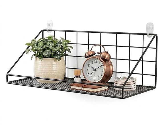 Shelf, Wall Mounted Metal Shelf for Home Decor Items | Floating Storage Rack Organizer for Living Room, Bedroom, Kitchen Accessories | Multi-Purpose Wall Mount & Decorative Items (1,Black)