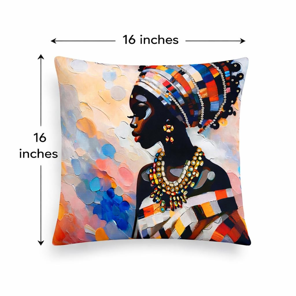 Decorative Cushion Cover Set of 2, 16x16 Inch, Premium Polycotton Sofa Cushion Covers for Living Room