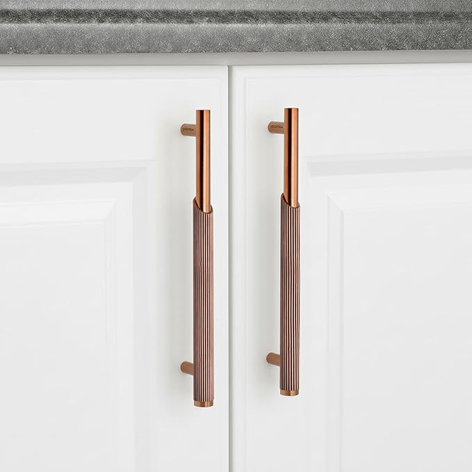 Stainless Steel & Aluminium Cabinet Handle/160mm Wardrobe Handle for Home/Cupboard Door Pull-Push Handles for Office - Pack of 2 (Rose Gold)