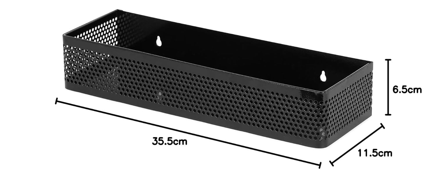 Long Metal Floating Wall Shelf Rack,for Decoration of Wall Living Room, Bedroom & Kitchen,Rack for Showpieces,Planter & Organizing Display Decorative Items Black - 2pcs