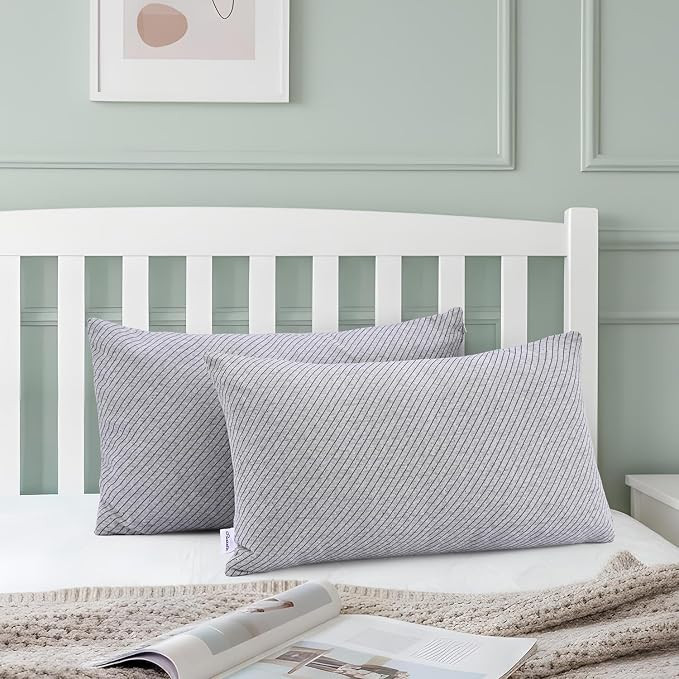 Sleeping Pillow | Height Adjustable | Soft & Fluffy Comfort | Light Grey | 27 x 16 Inch | Set of 2 |Free Extra Fiber for Custom Comfort