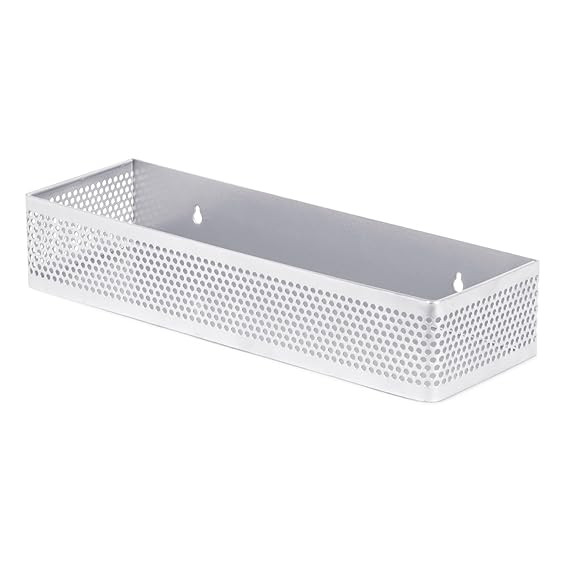 DECOR Long Metal Floating Wall Shelf Rack,for Decoration of Wall Living Room, Bedroom & Kitchen,Rack for Showpieces,Planter & Organizing Display Decorative Items - Silver 2 pcs