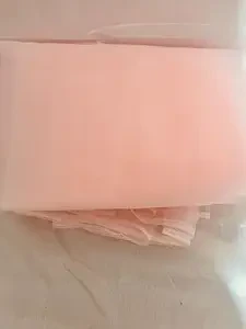 Net Fabric Roll – 5 Metre Length, 142 cm Width, Lightweight Mesh Material for Gift Hampers, Wrapping, Mandap, Stage Backdrops, and Craft Use - Light Peach