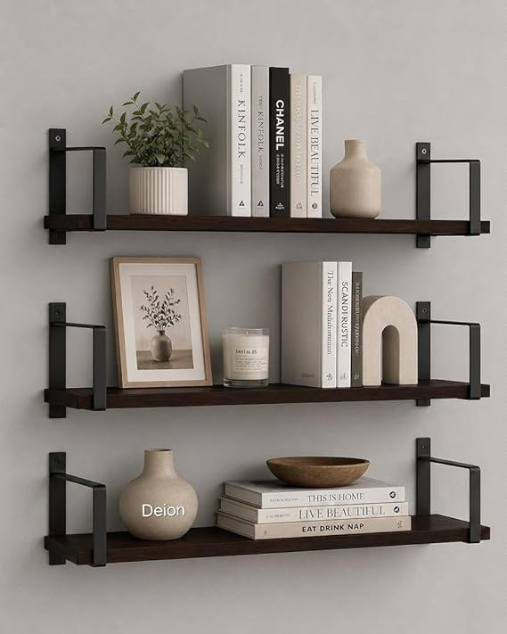 Wall Mounted Bookshelf for Living Room & Bedroom | Wooden Wall Shelf for Books | Floating Wall Bookshelf | Book Shelf Wooden Wall Mounted | Decorative Wall Shelf Rack (Brown, 19X6X6)