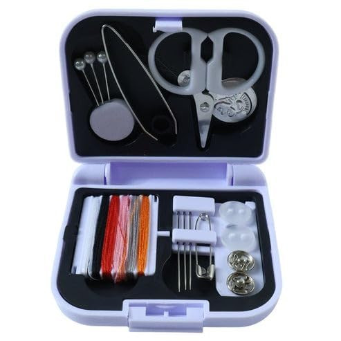 Mini Sewing Kit with Compact Travel Case, Multicolor, Scissors, Needles, Thread, Buttons, Safety Pins, Emergency Sewing Repair Kit DIY Sewing Supplies 7x7 cm (Pack of 1)