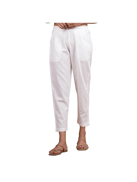 Women’s Cotton Casual Pant | Ankle Length Regular Fit Straight Trouser | Mid Rise Comfortable Office Wear | Formal, Casual & Daily Outdoor Lifestyle Pants | Soft Breathable Fabric with Side Pockets