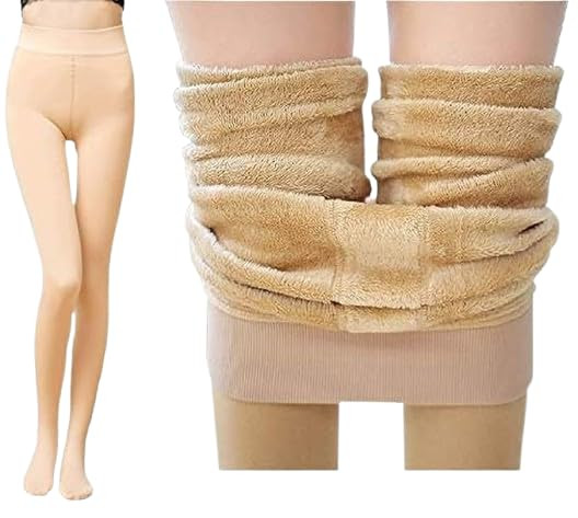 Women’s Footless Winter Leggings | Soft Warm Stretchable Thermal Bottom Wear for Cold Weather | Full Length Solid Beige Legging