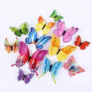 Colourful 3D Magnet Butterfly Stickers for Wall, Decoration Items, Stickers, Wall-Decor, for walldecoration (Pack of 1, Set of 12)