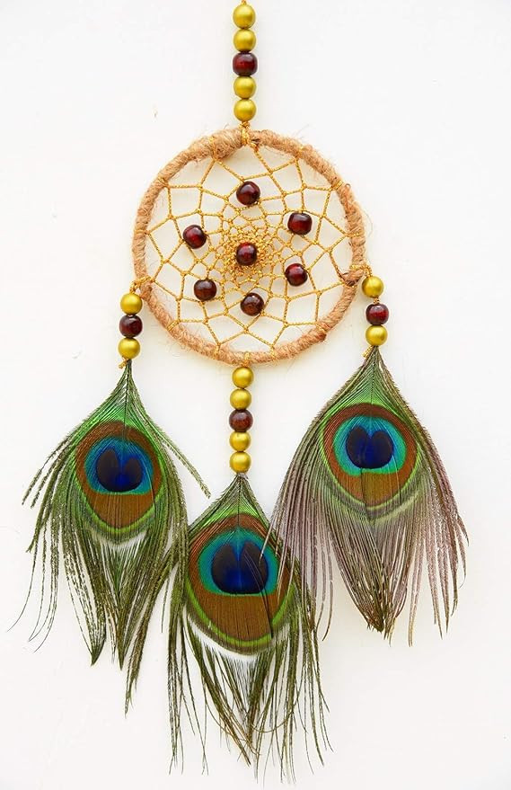 Wall Hangings for Home Decor Bedroom Livingroom Balcony Car Handmade Dreamcatcher for Positivity Peacock Feathers Wall Decoration Items for Kids Room|4L x 10H inch