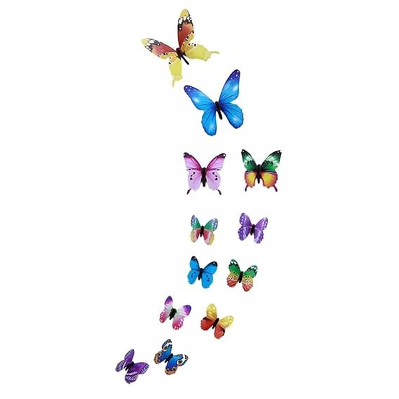 Multicolor 3D Butterflies Butterfly Stickers for wall, Butterfly Decoration Items, Butterfly Stickers, Butterfly wall Decor, Butterflies, 12 Pieces Butterfly Sticker Sheet (16CM X 13CM)