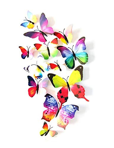 12pcs 3D PVC Magnet Butterflies DIY Wall Stickers for Home Decoration, Removable, Waterproof, Colorful, Ideal for Living Room, Bedroom, Office and Party Decor (Multi)