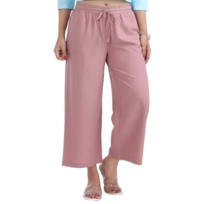 Women Relaxed Fit Palazzo Pants Soft Breathable Viscose Rayon Wide Leg Flared Palazzo Ladies Ethnic Kurti Bottoms
