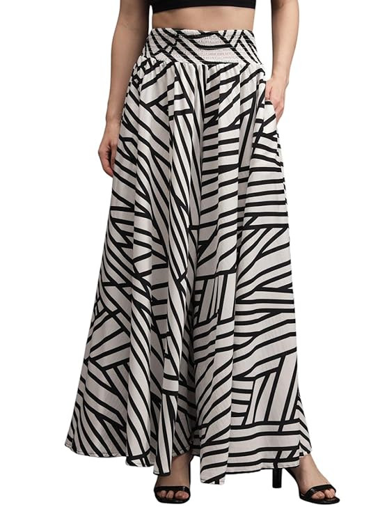 Women Flared Viscose Rayon Palazzo | Palazzo Pants for Women | Free Size (28" to 42")
