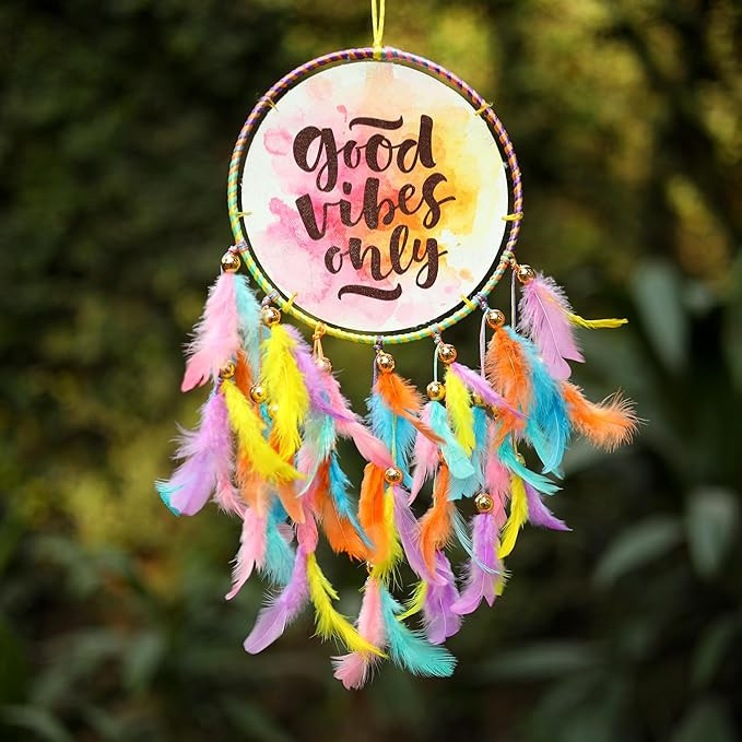 Handmade Tree of Life Canvas Dreamcatcher for Bedrooms Office Balcony Outdoors Garden Car Hanging, 49cm, Dreamkacher (CanvasGoodVibesMediumDC-PastelMulticolor)