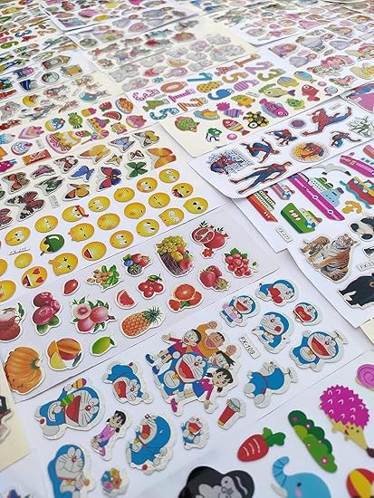 Wall Cartoon Puffy 3D PVC Cute Mix Stickers Funny for Kids On Gifts (20 Sheet), Removable, 12 x 12 x 12 cms
