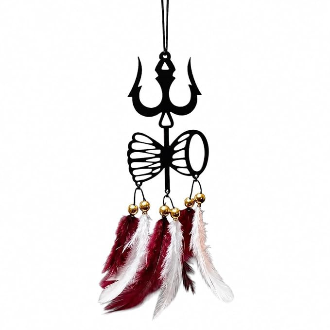 Dream Catcher Car Hanging Ornament with Purple and White Feathers - Rear View Mirror Decor for Cars, Spiritual Wall Hanging Decoration for Home, Office and Gift Use