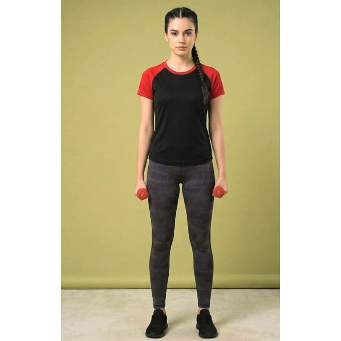 Gym T Shirt for Women Workout, Cotton Blend, Hald Sleeve, Round Neck, Comfortable, Breathable, Light Weight (Pack of 1)