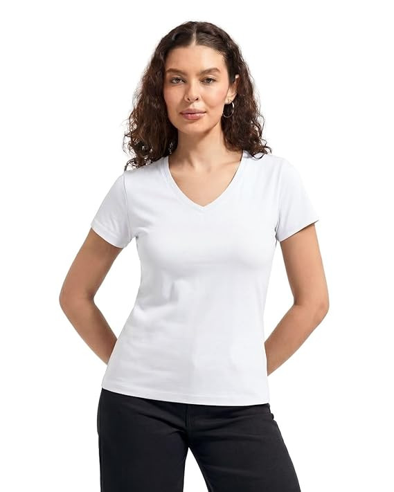Women’s Bamboo V-Neck T-Shirt | Ultra Soft, Breathable, Cooling, Stretch Tee for Workout, Yoga, Gym & Everyday Wear | Eco-Friendly Top for Girls, Lightweight & Comfortable Top
