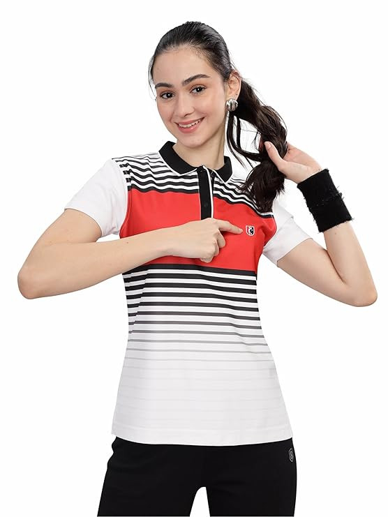 Women's Half Sleeve Active Wear Polo T-Shirt| Feather Touch Feel | Regular Fit | Odour Resistant | Anti-Static | Wrinkle Free | Quick Dry | Stretchable | Lightweight |