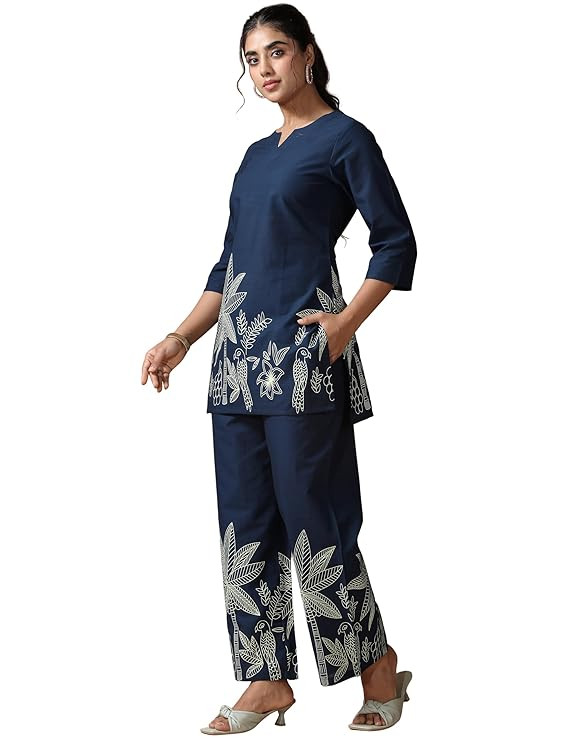 TA Women's Pure Cotton Co Ord Set l Kurta Sets for Women |Kurta Sets| Printed Kurta with Pant l Stylish Pocket & 3/4 Sleeve Women Co-ord Set (Avaiable in Plus size)