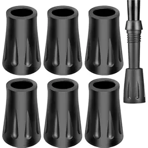 TA 6 Pcs Trekking Pole Rubber Tips, 11mm Universal Replacement Ferrules for Hiking Walking Sticks or Ski Poles, Durable Anti-Slip Hiking Gear Accessories