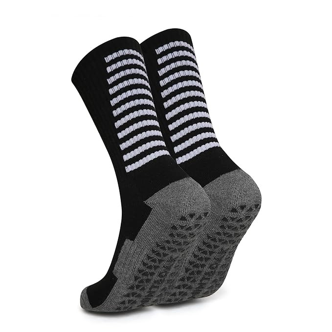 TA Men's Pickleball, Padel & Football Grip Socks | Non-Slip Anti-Skid Socks for Court & Turf | Terry Cushioned Sole | Football, Gym & Sports Training Socks for Men