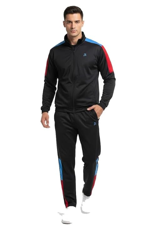 Men’s Black SuperPoly Tracksuit | Full Sleeve Zipper Jacket & Track Pant | Sportswear Gym Wear | Heavy Quality 700gm Weight