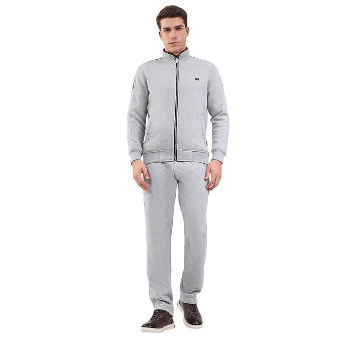 Men Regular Fit Solid Mock Neck Full Sleeve Winter Tracksuit | Men Track Suit | Stylish Sportswear Set with Jacket and Lower | Activewear Set For Men's (Pack Of 1