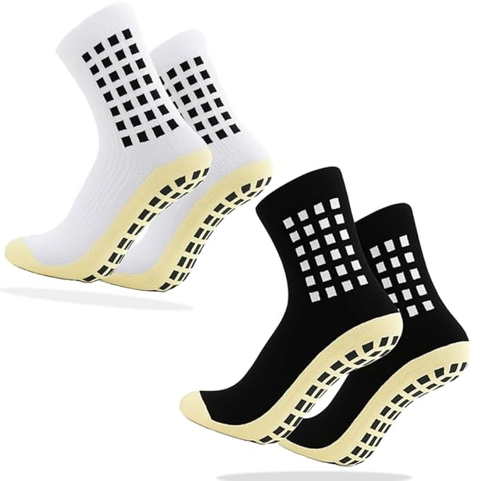 TA Tech Performance Athletic Grip Socks For Men Women, Rubber Anti Slip And Thicken Cushion Sport Ankle Length Socks