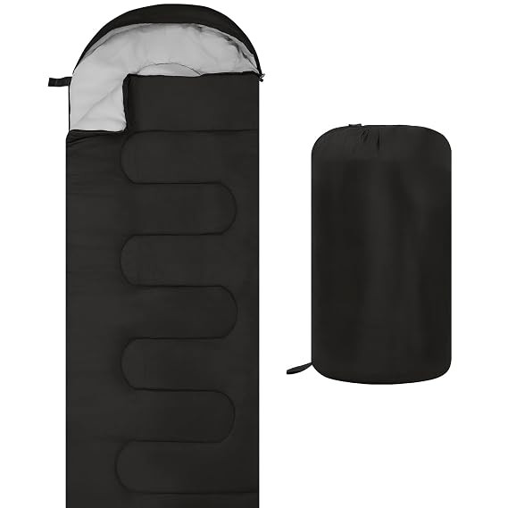 TA Sleeping Bags, Lightweight Camping Sleeping Bag for Adults, Kids, Hiking, Outdoor, Travel, Cold Weather & Warm Black