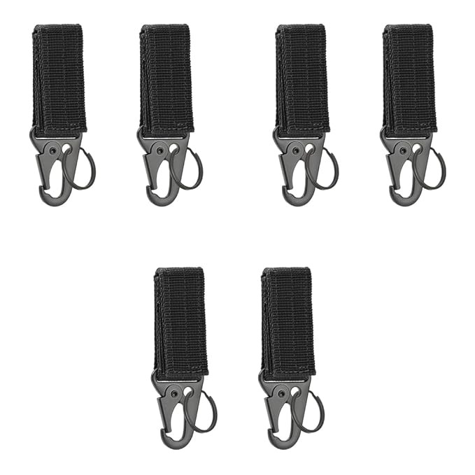 TA 6PCS Outdoor Gear Durable Carabiner Multi Purpose Easy Attachment for Belt Backpack Portable Camping Gadget Hanging Assistance Piece Black