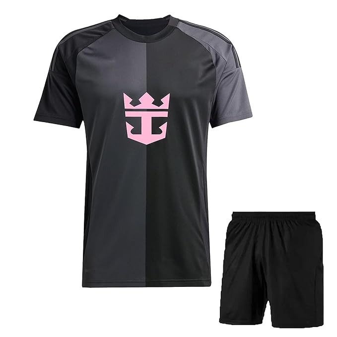 TA Sports Soccer Argen Messii 10 Football Jersey with Black Shorts 2024(Kid's, Boy's & Men's) (2_3 Years, Black)