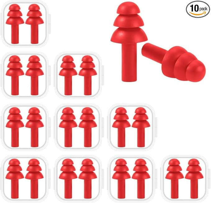 TA Reusable Earplugs – 10 Pairs Soft Silicone Ear Plugs for Sleeping, Snoring, Swimming, Travel, Airplanes, Concerts, Shooting, Work – Multicolor, Waterproof and Washable