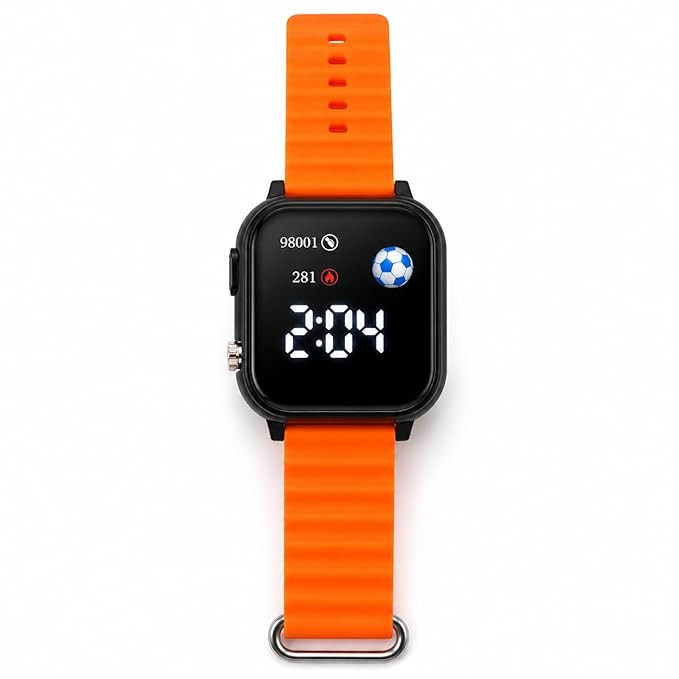 TA Orange Digital Watch for Kids, Boys & Girls | LED Display Digital Watch | Soft Silicone Strap | Stylish Kids Watch for Birthday Gift