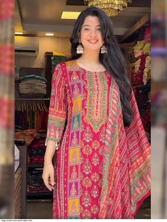 TA Elegant Muslim Kurti Set for Women – Modest Islamic Wear | Long Kurti with Pants & Hijab | Embroidered Ethnic Dress for Daily