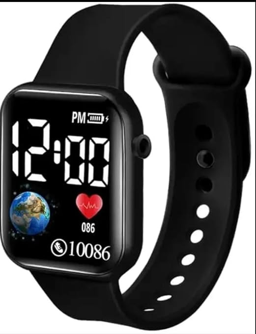 TA Kids Digital led Smart Watch, Digital Display, Black Silicone Fashionable Watch