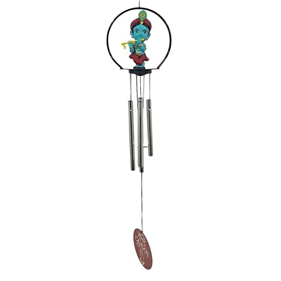 TA Spiritual God Wind Chime for Home Décor with God Variations | Metal Hanging Bells for Positive Energy Living Room Decoration Good Luck Gift 62.5 cm (Bhakti BANSIDHAR - Blue Tone)