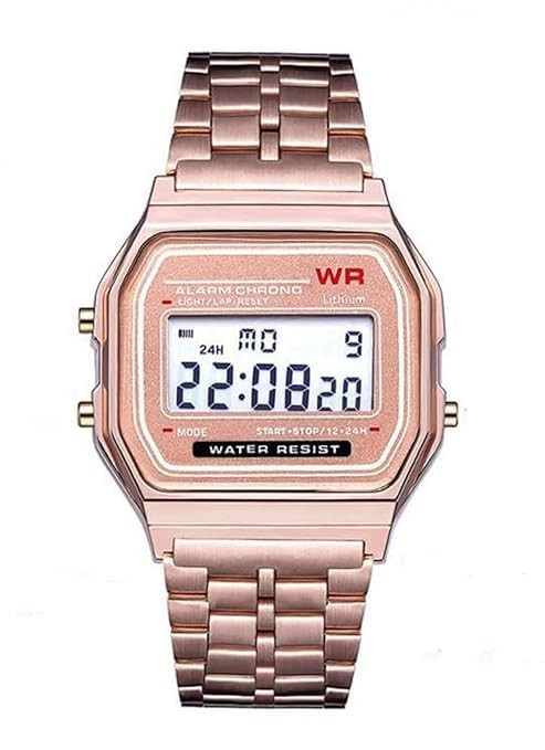 TA Trendy Chain Strap Digital Watch for Men & Women – Vintage Square Dial, Water-Resistant Unisex Wristwatch, Retro Fashion Digital Display, Lightweight Everyday Casual Watch