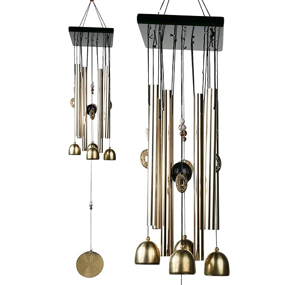 TA Wind Chime | Wind Chimes for Balcony | Wind Chimes for Home Positive Energy | Home Decoration(Golden,Pipe & Hanging Bells)