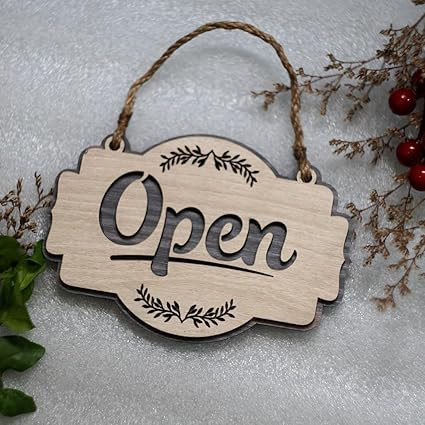 TA Open Close sign board for Shop | Wooden open/Close Sign Board Office Company Shops Mall Restaurant Bank Signage Business ,Sign for Restaurant, Cafe, Bar, Hotel, Office, Home Decor Restaurant and Hotel Door Hanging Wooden | Large