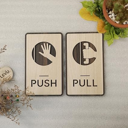 TA Push pull stickers for door | Push Pull Stickers for Glass door | Self Adhesive | Wooden | Push and Pull Signage Board for Office, Business Shop, Restaurant, Stores Cafes Shops, Hotel Sticker Combo