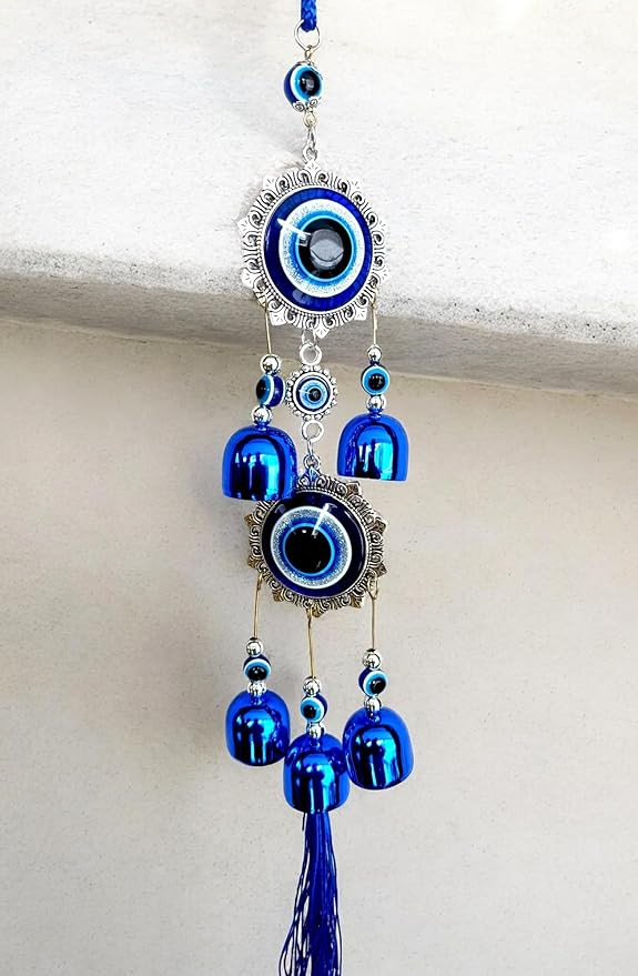 TA Wind Chimes for Home Positive Energy, Evil Eye Hanging for Home, Evil Eye Home Decor Items, Hanging Decorative Items for Home (Double Eye)