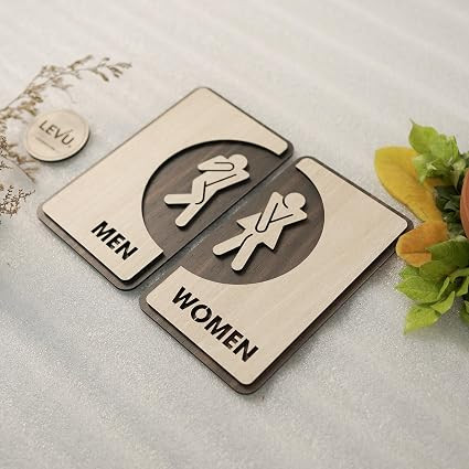 TA Washroom Sign Board, Restroom Sign Board Self-Adhesive Wall Sticker for Office, Stores, Cafe, Hotel, Restaurant, Business & Shop 30 X15 cm