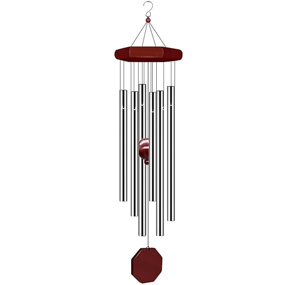 TA Wind Chimes for Home Balcony Decor Items 6 Pipes Hanging Bells Six Rods for Positive Vibrations & Energy Garden Outdoors Office Melodious Metal Wind Chimes Sound. (Silver Colour)
