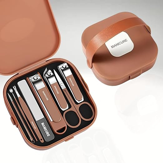 TA 8-in-1 Manicure Kit – Stainless Steel Nail Clipper Set for Men & Women (8 IN 1) (pink)