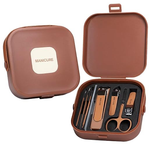 TA 8-in-1 Professional Manicure & Pedicure Kit - Premium Stainless Steel Nail Clipper Set with Compact Travel Case (Multi)