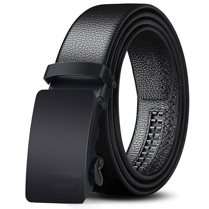 TA  Men's Vegan Leather Belt for Men, Formal/Casual,Autolock,Black | Fit on up to 38 Inches Waist size