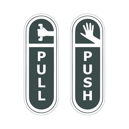 TA Acrylic White Capsule PULL PUSH Door Sign for Glass Door (Set of 1) | Self-Adhesive Sign Sticker | Office, Stores, Cafe, Hotel, Restaurant, Business, Shop | Acrylic Door Label Plate