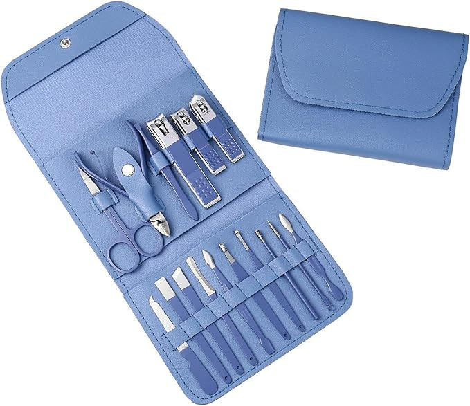 TA VORLA Stainless Steel Professional Manicure Set Nail Cutter For Women Nail Scissors Luxury Grooming Kit Manicure Pedicure Kit For Women & MeN (16 in 1 Manicure)